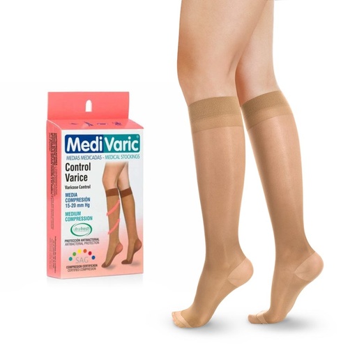 MEDIAS CONTROL VARICE RODILLA TRANSPARENTE 15-20